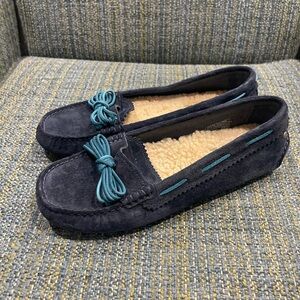 UGG Women's Navy Meena Blue Slippers with Teal Accents